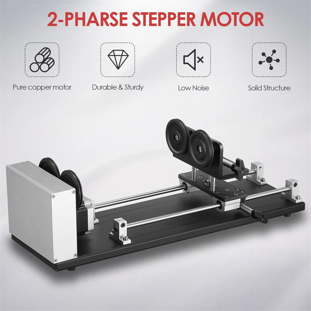 Monport 4-Wheel Rotary Axis with 360 Degree Rotation for 60W~150W CO2 Laser Engraver - Image 5