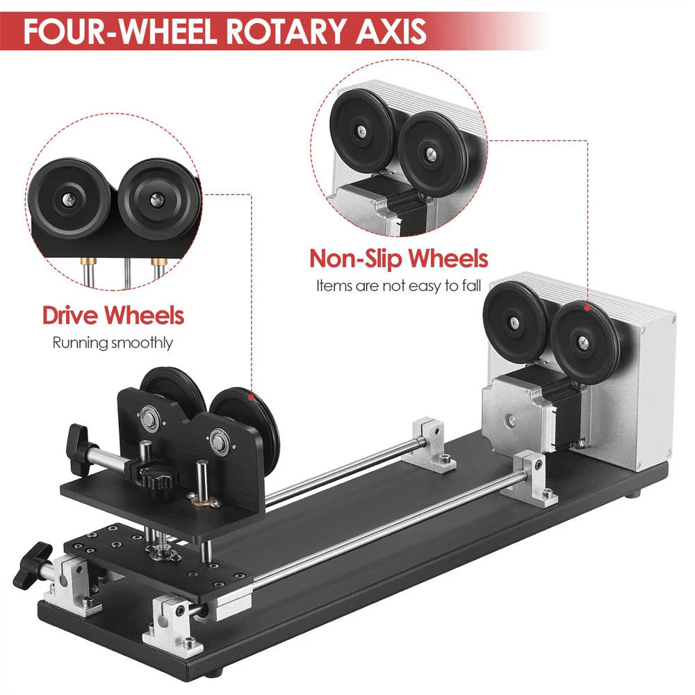 Monport 4-Wheel Rotary Axis with 360 Degree Rotation for 60W~150W CO2 Laser Engraver - Image 7