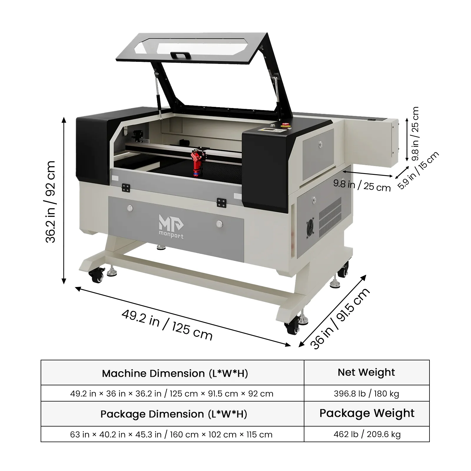 Monport 90W CO2 Laser Engraver & Cutter (28" x 20") with Autofocus and Bracket - Image 10
