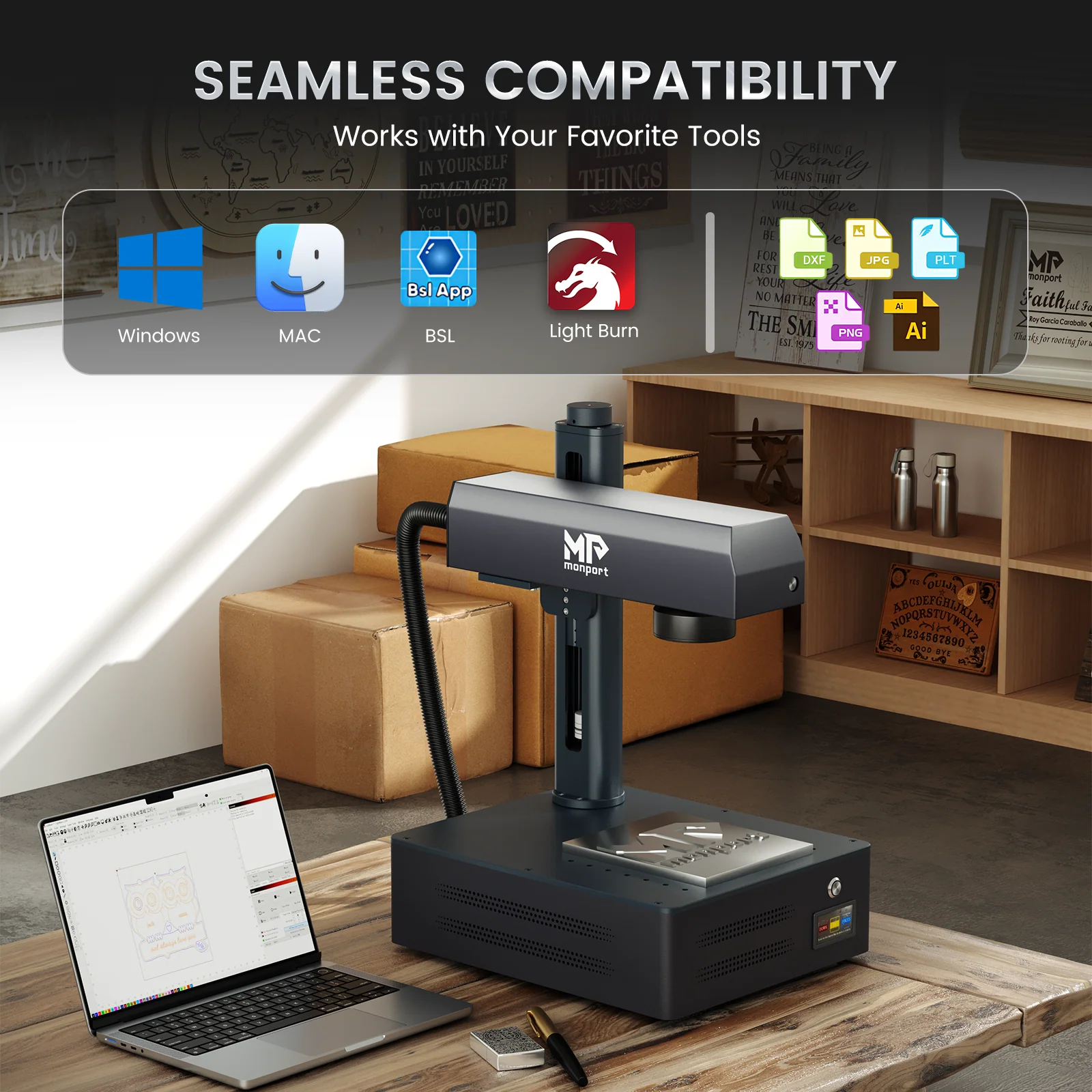 Monport GM 20W Pro Integrated Fiber Laser Engraver & Marking Machine with AutoFocus - Image 10