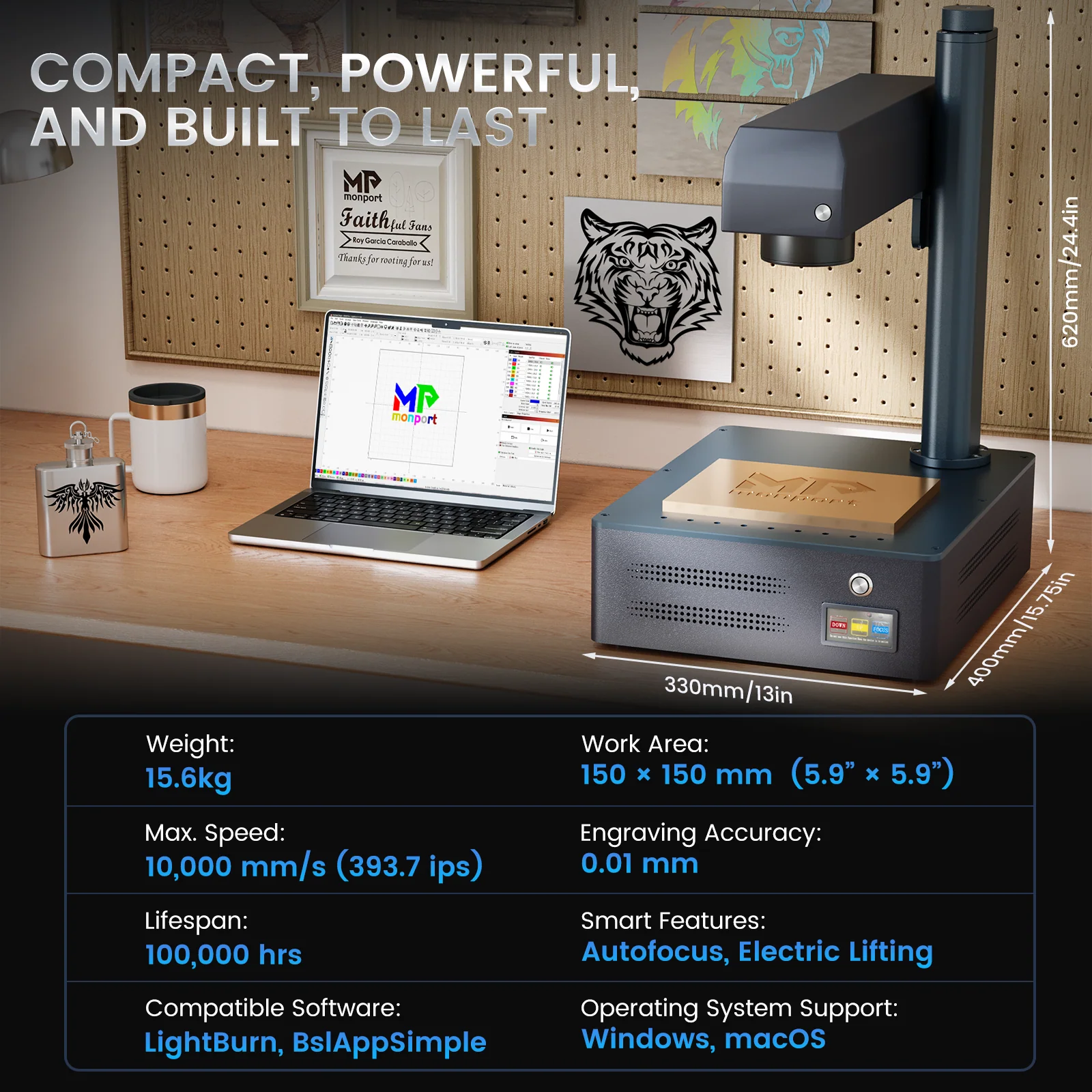 Monport GM 50W Pro Integrated Fiber Laser Engraver & Marking Machine with AutoFocus - Image 10