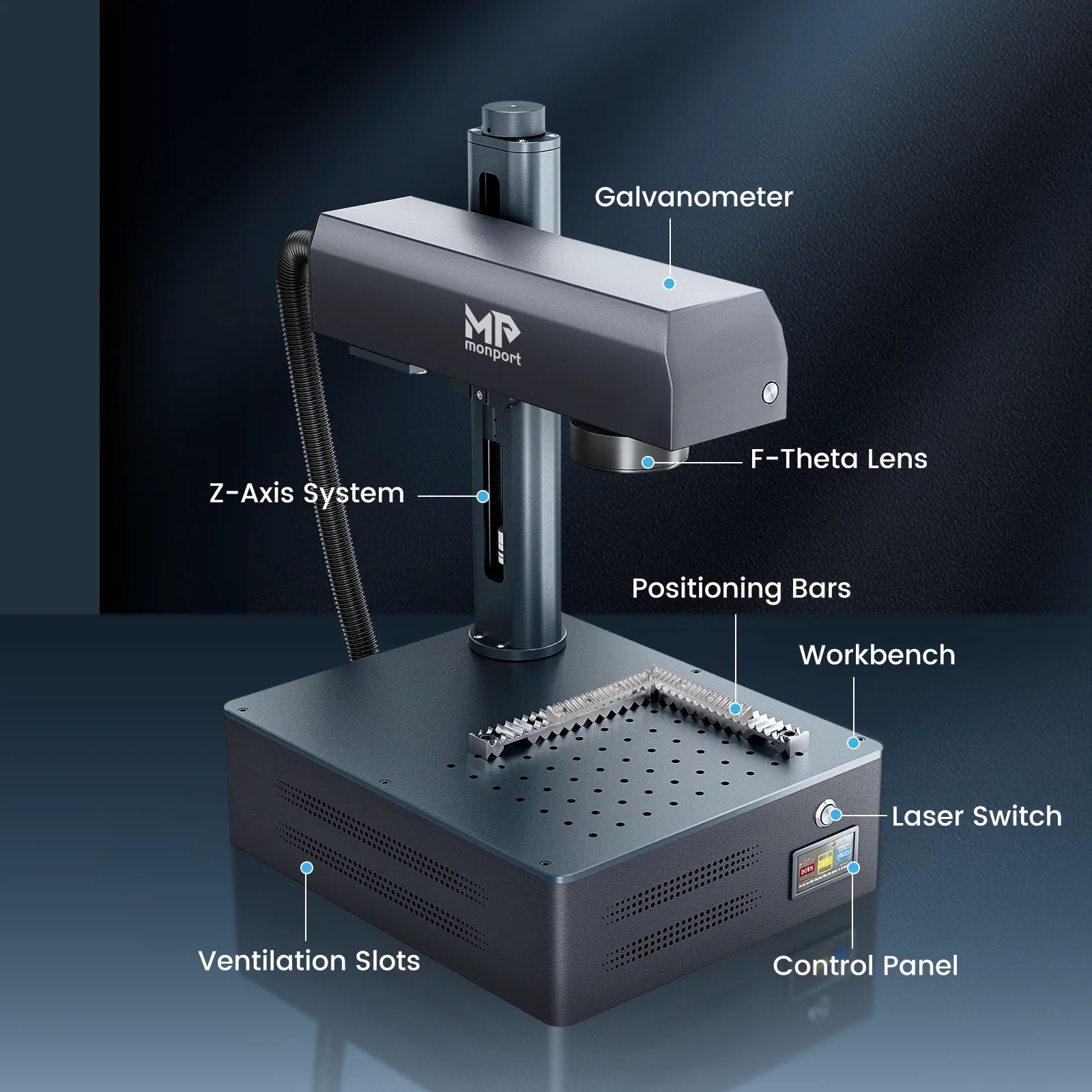 Monport GM 60W Pro Integrated JPT MOPA Fiber Laser Engraver & Marking Machine with AutoFocus - Image 13