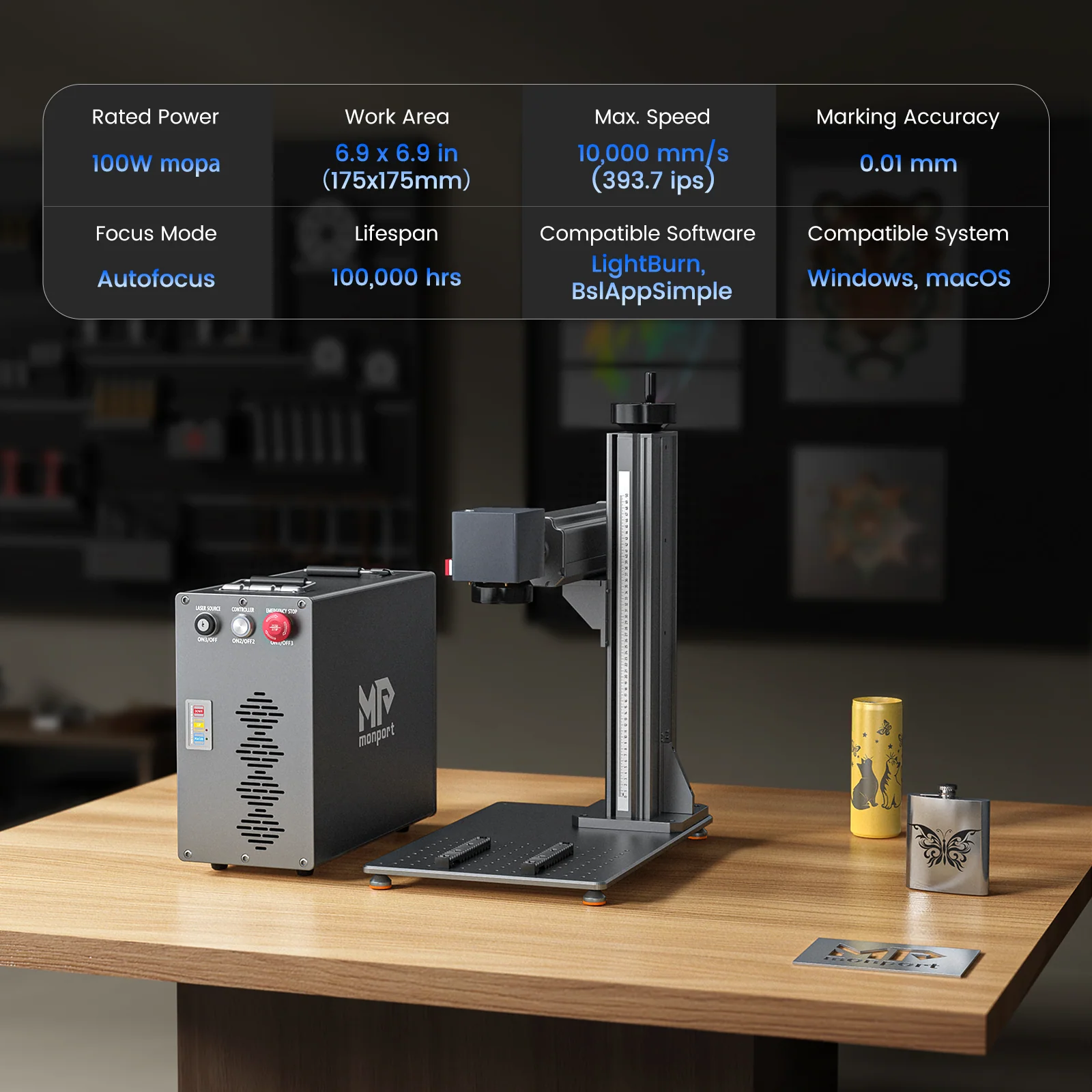 Monport GT 100W Split MOPA Fiber Laser Engraver & Color Marking Machine With AutoFocus – FDA Approval - Image 3