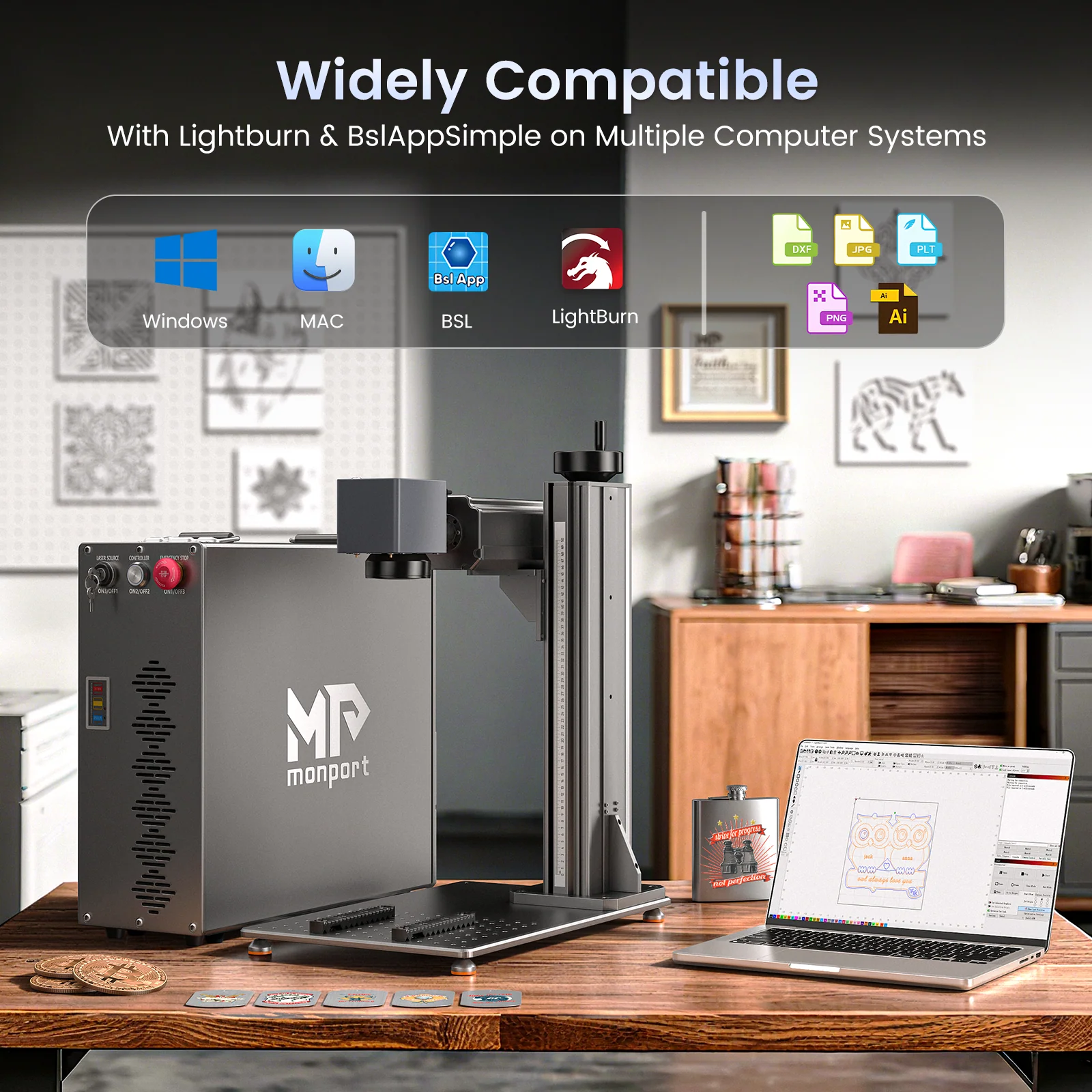 Monport GT 200W Split MOPA Fiber Laser Engraver & Color Marking Machine With AutoFocus – FDA Approval - Image 14