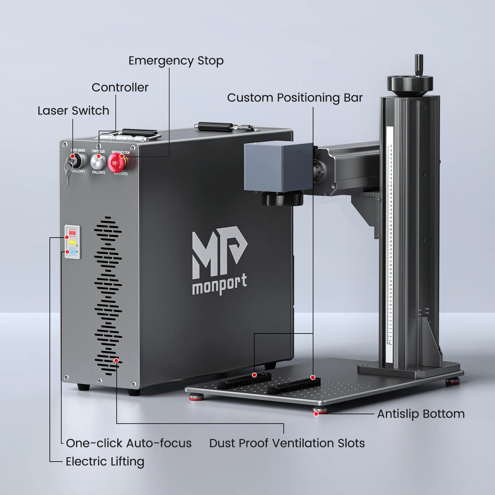 Monport GT 200W Split MOPA Fiber Laser Engraver & Color Marking Machine With AutoFocus – FDA Approval - Image 15