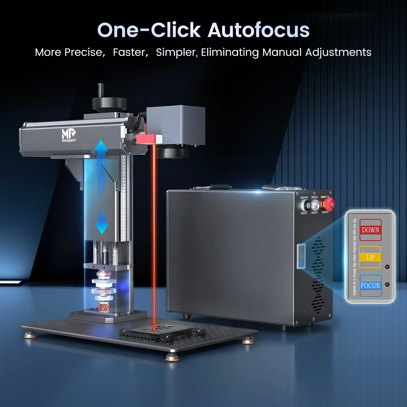 Monport GT 100W Split MOPA Fiber Laser Engraver & Color Marking Machine With AutoFocus – FDA Approval - Image 4