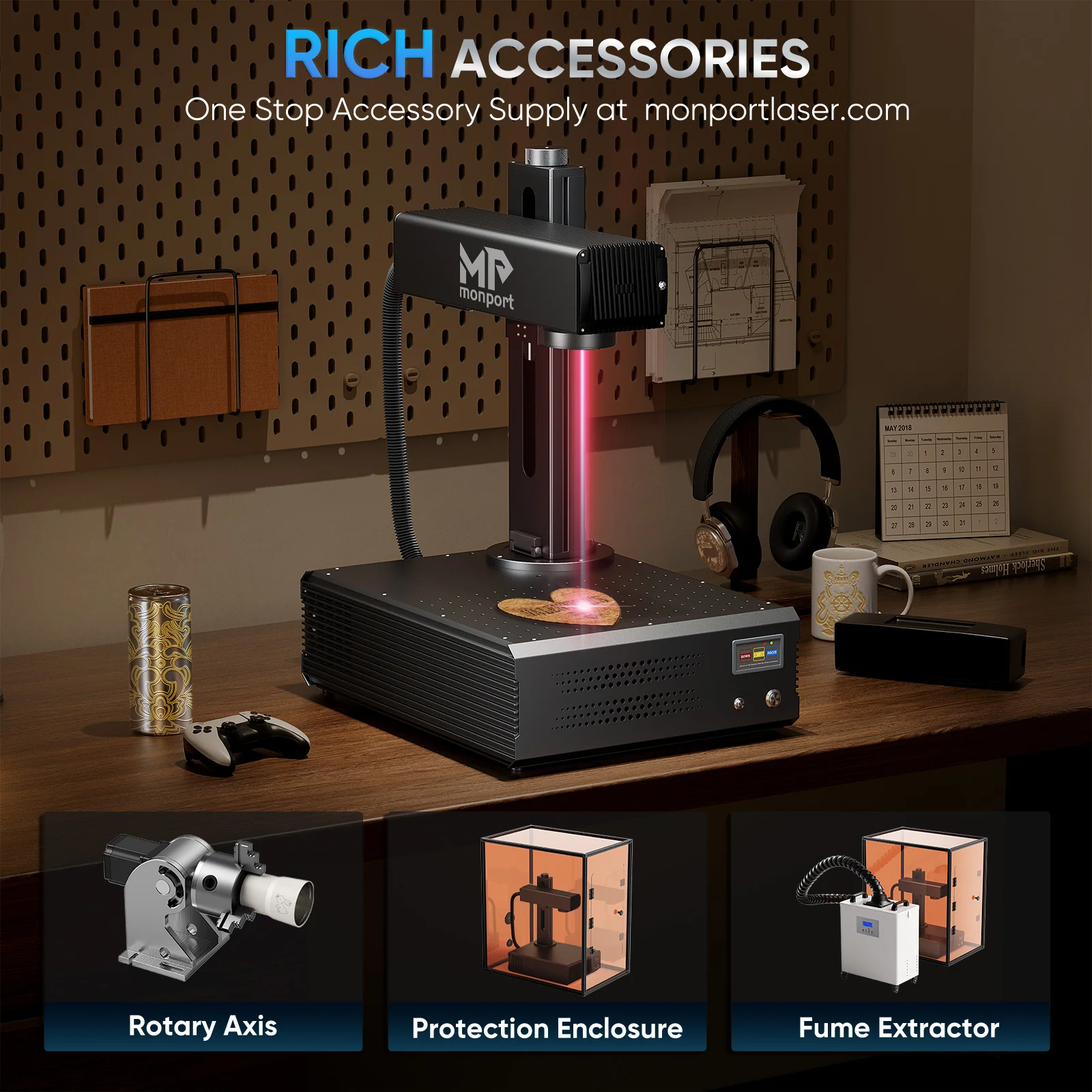 Monport GA 100W MOPA Fiber Laser Integrated Engraver & Marking Machine with AutoFocus - Image 14