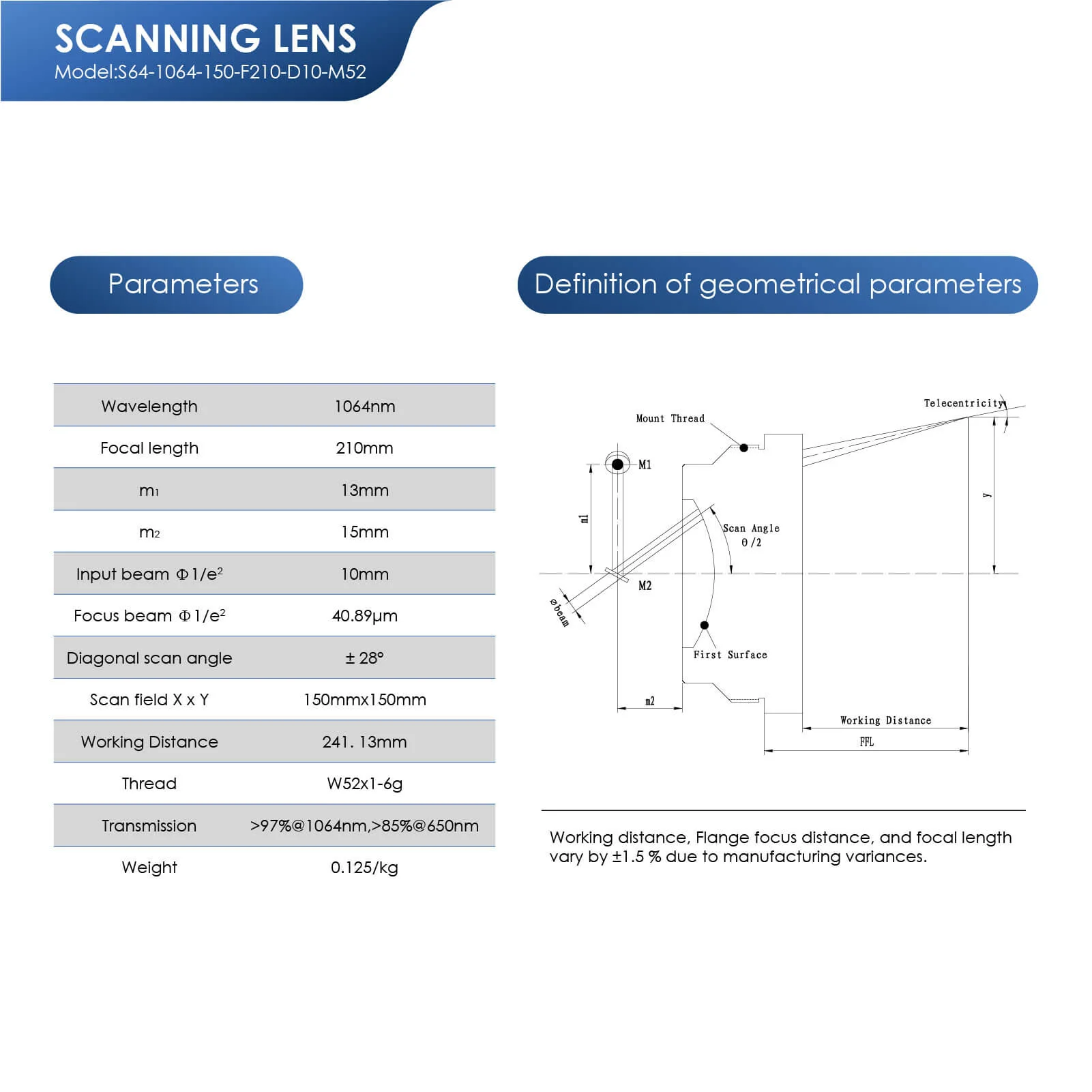 Monport F-theta M52 150mm*150mm Replacement Optical Scanning Lens for Fiber Laser Engraver - Image 10