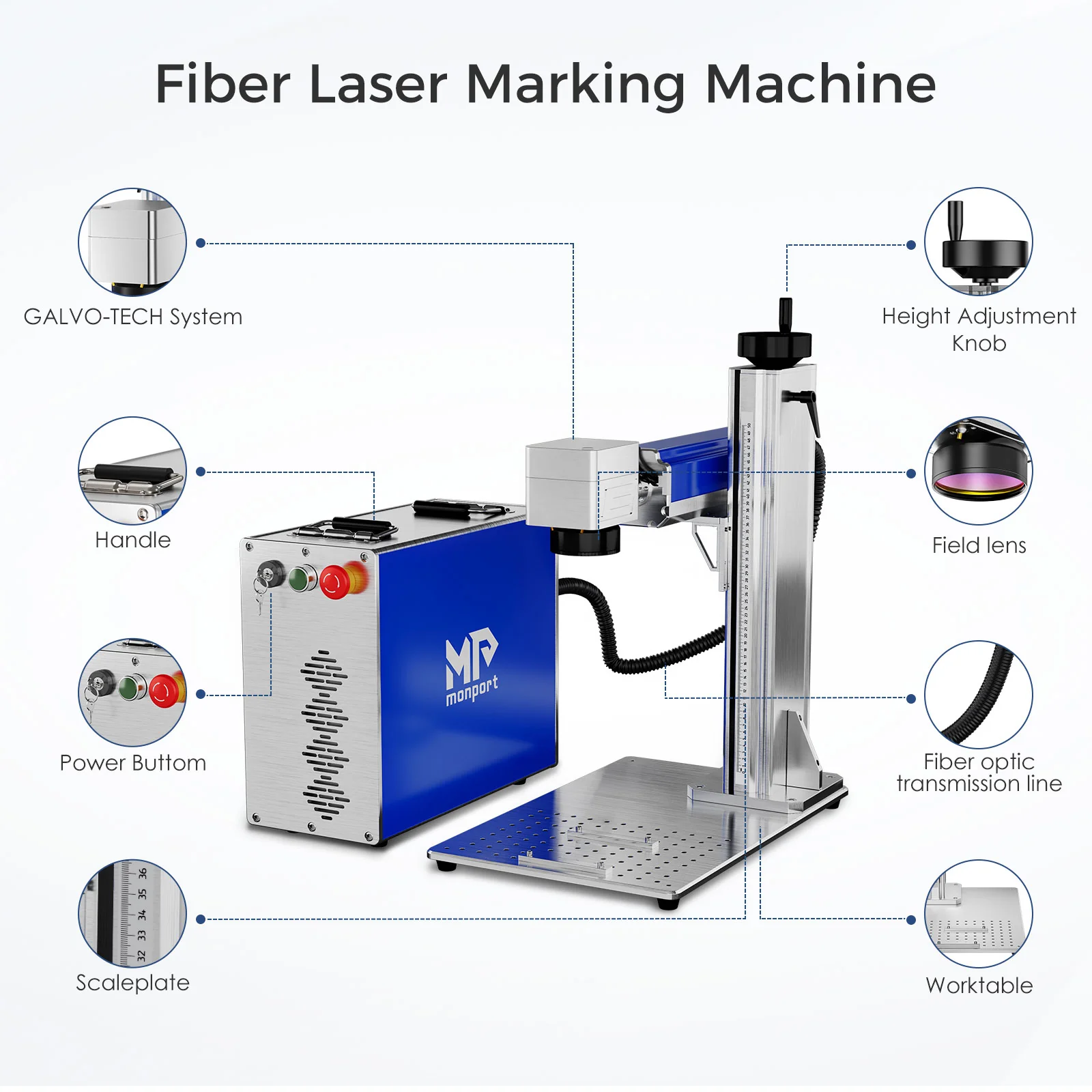 Monport GQ 30W (5.9" x 5.9") Fiber Laser Engraver & Marking Machine with FDA Approval - Image 6