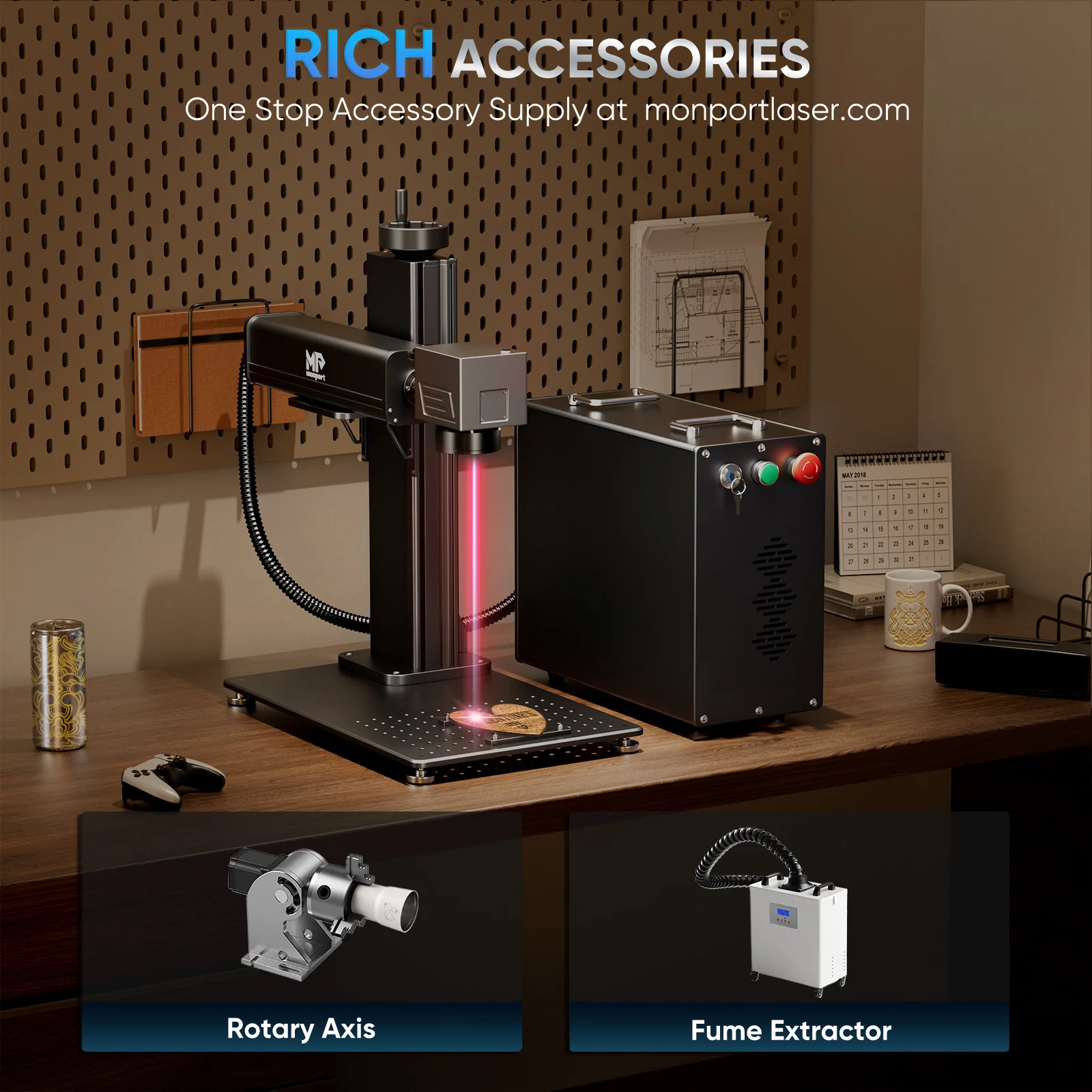 Monport GPro 30W Split MOPA Fiber Laser Engraver & Marking Machine With Manual Focus - Image 12