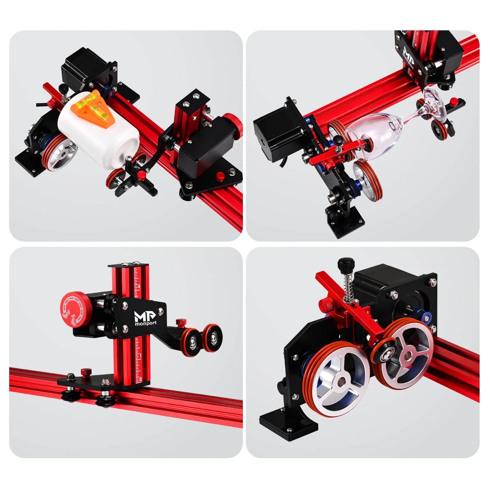 Monport 4-Wheel Lifting Rotary Axis with 360° Rotation for 60W~150W CO2 Laser Engraver - Image 3
