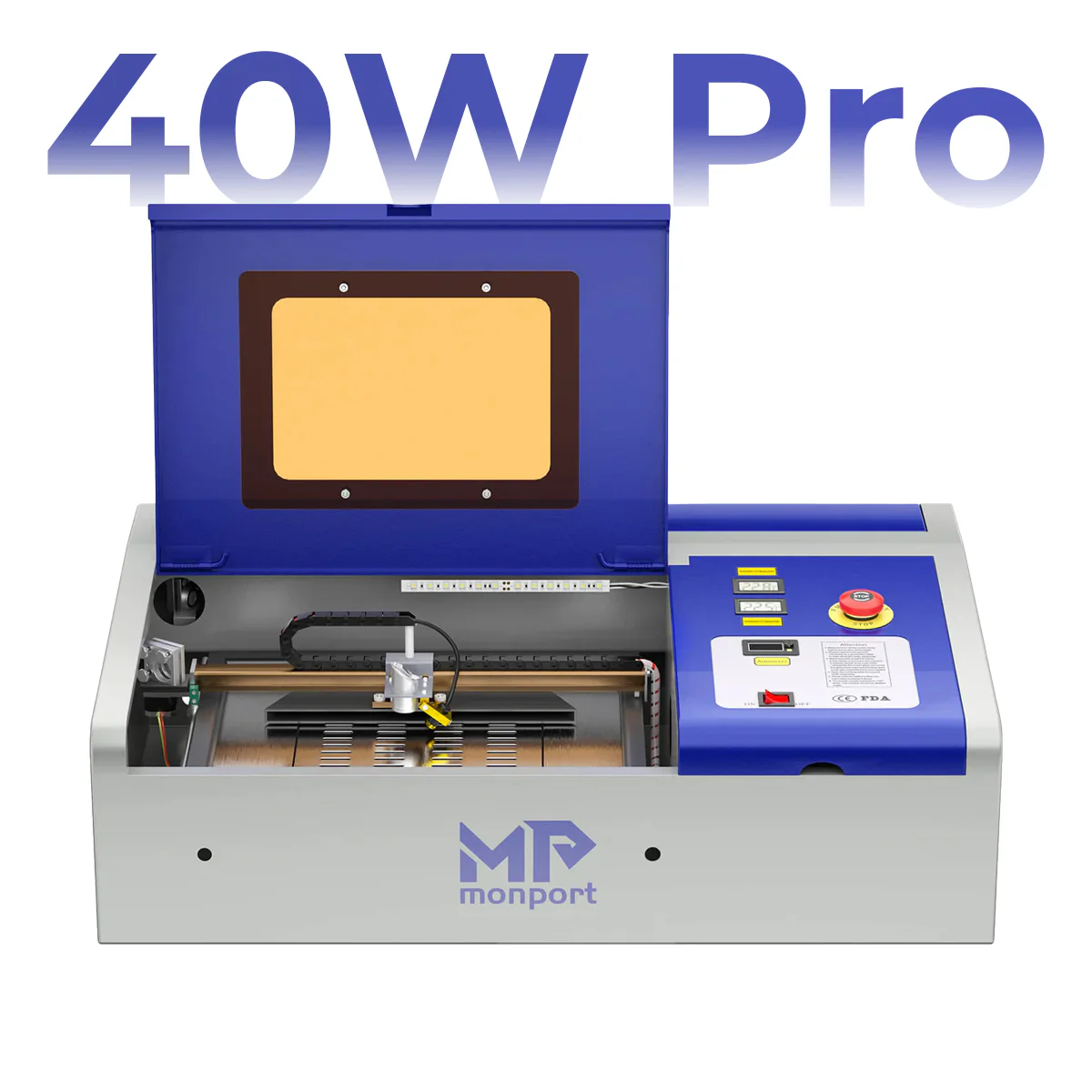 Monport 40W Pro Lightburn-Supported (12" X 8") CO2 Laser Engraver & Cutter with Air Assist - Image 3