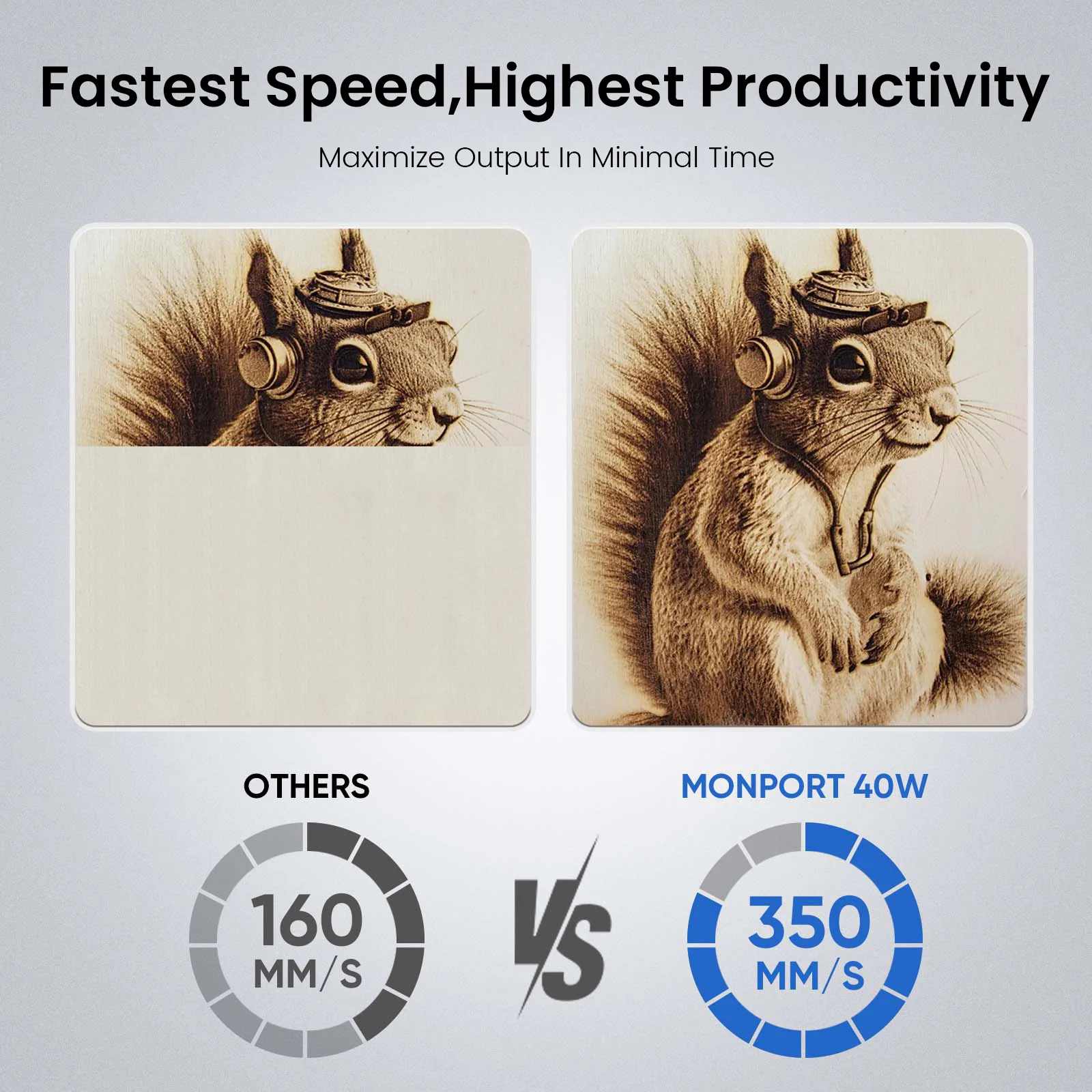 Monport 40W Pro Lightburn-Supported (12" X 8") CO2 Laser Engraver & Cutter with Air Assist - Image 7