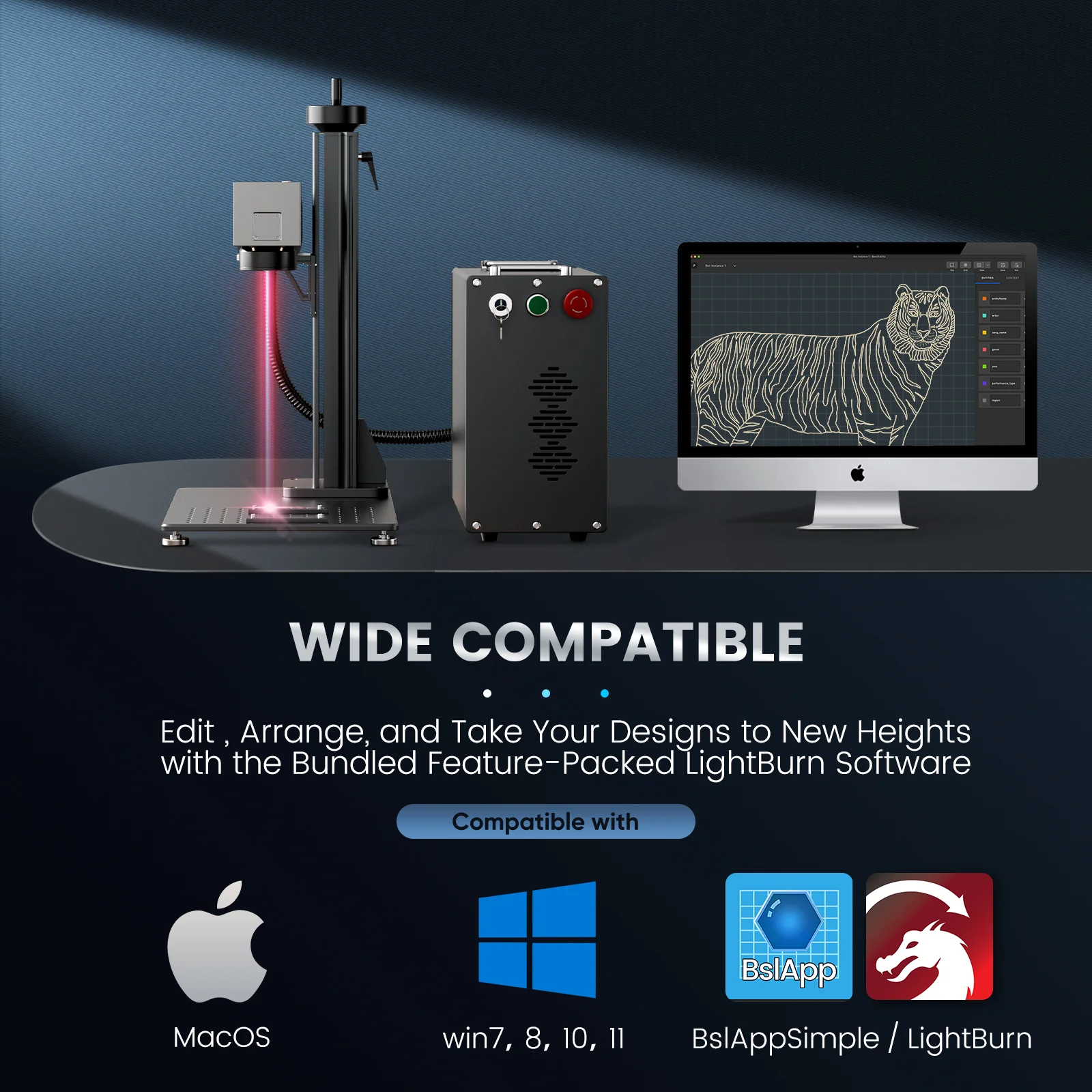 Monport GPro 60W Split MOPA Fiber Laser Engraver & Marking Machine With Manual Focus - Image 11