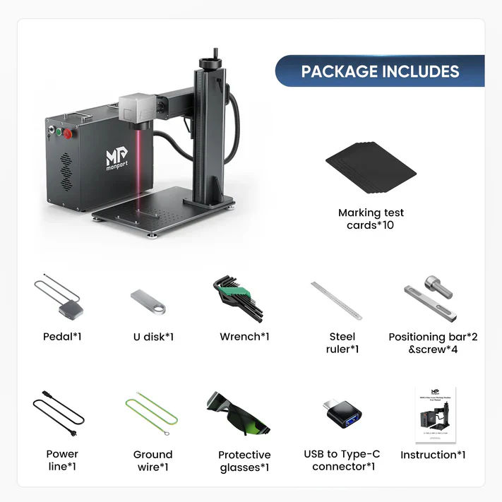 Monport GPro 60W Split MOPA Fiber Laser Engraver & Marking Machine With Manual Focus - Image 13