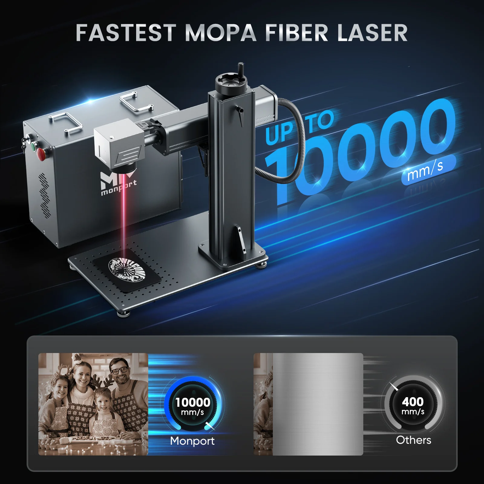 Monport GPro 60W Split MOPA Fiber Laser Engraver & Marking Machine With Manual Focus - Image 6
