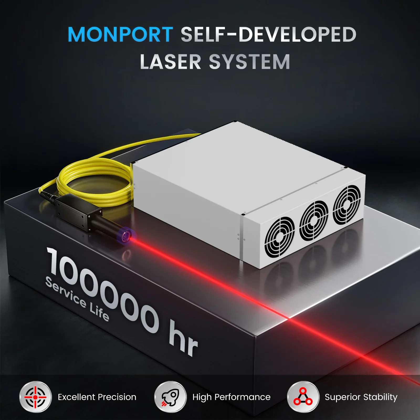 Monport GPro 60W Split MOPA Fiber Laser Engraver & Marking Machine With Manual Focus - Image 8