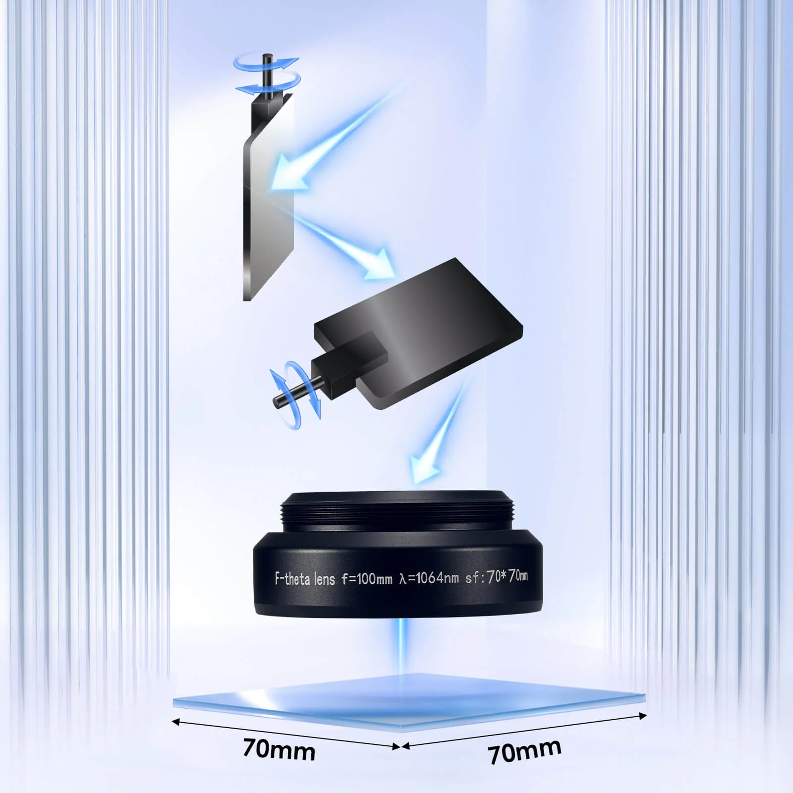 Monport F-theta M52 70mm*70mm Replacement Optical Scanning Lens for Fiber Laser Engraver - Image 7