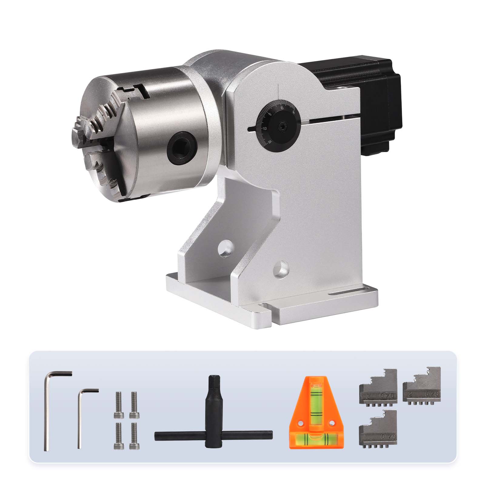 Monport 80MM Three Jaws Rotary Axis Attachment with a Scale Dial (for Fiber Engravers only) - Image 5