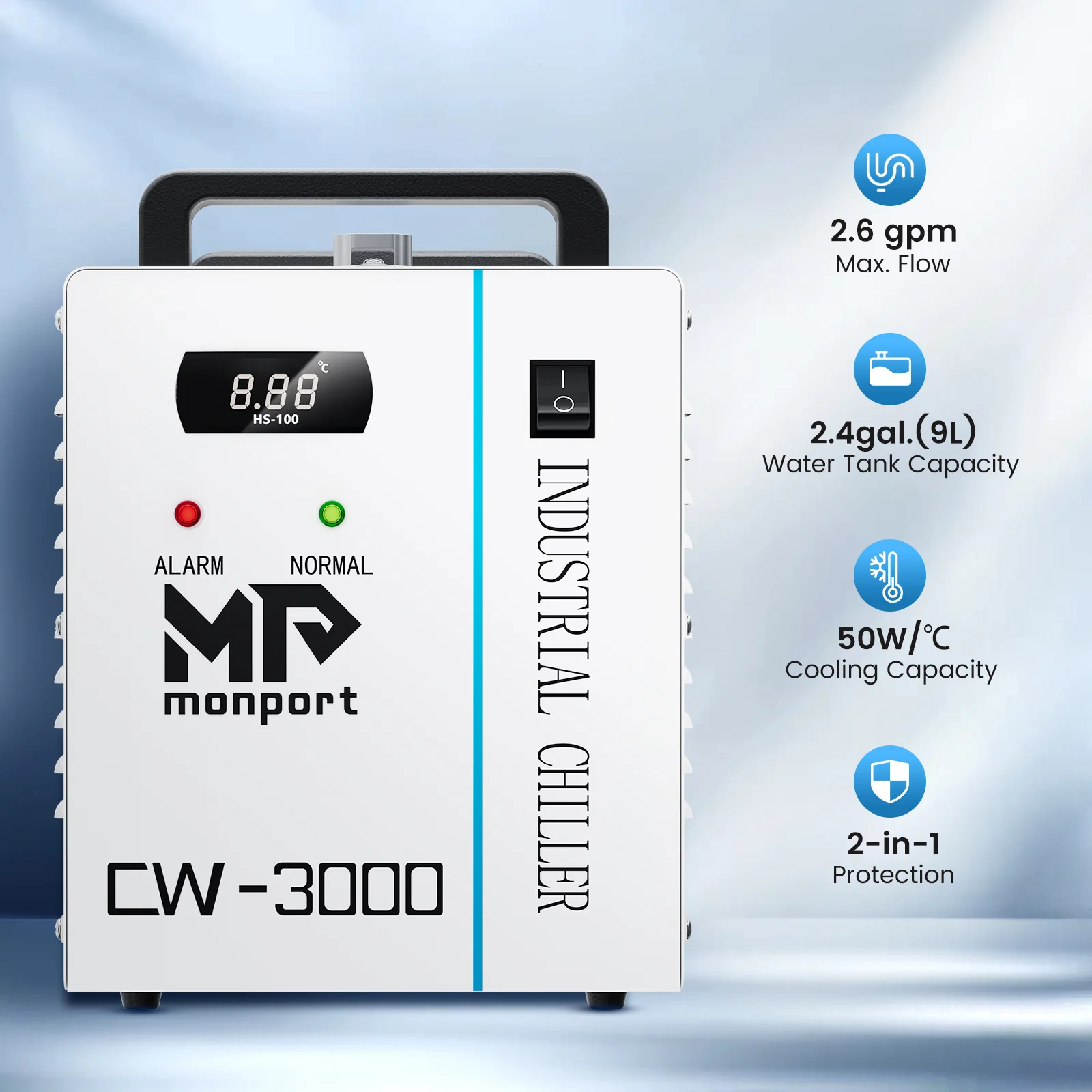 Monport 9L CW-3000 Water Cooling System for below 80W CO2 Laser Engraver - Image 3