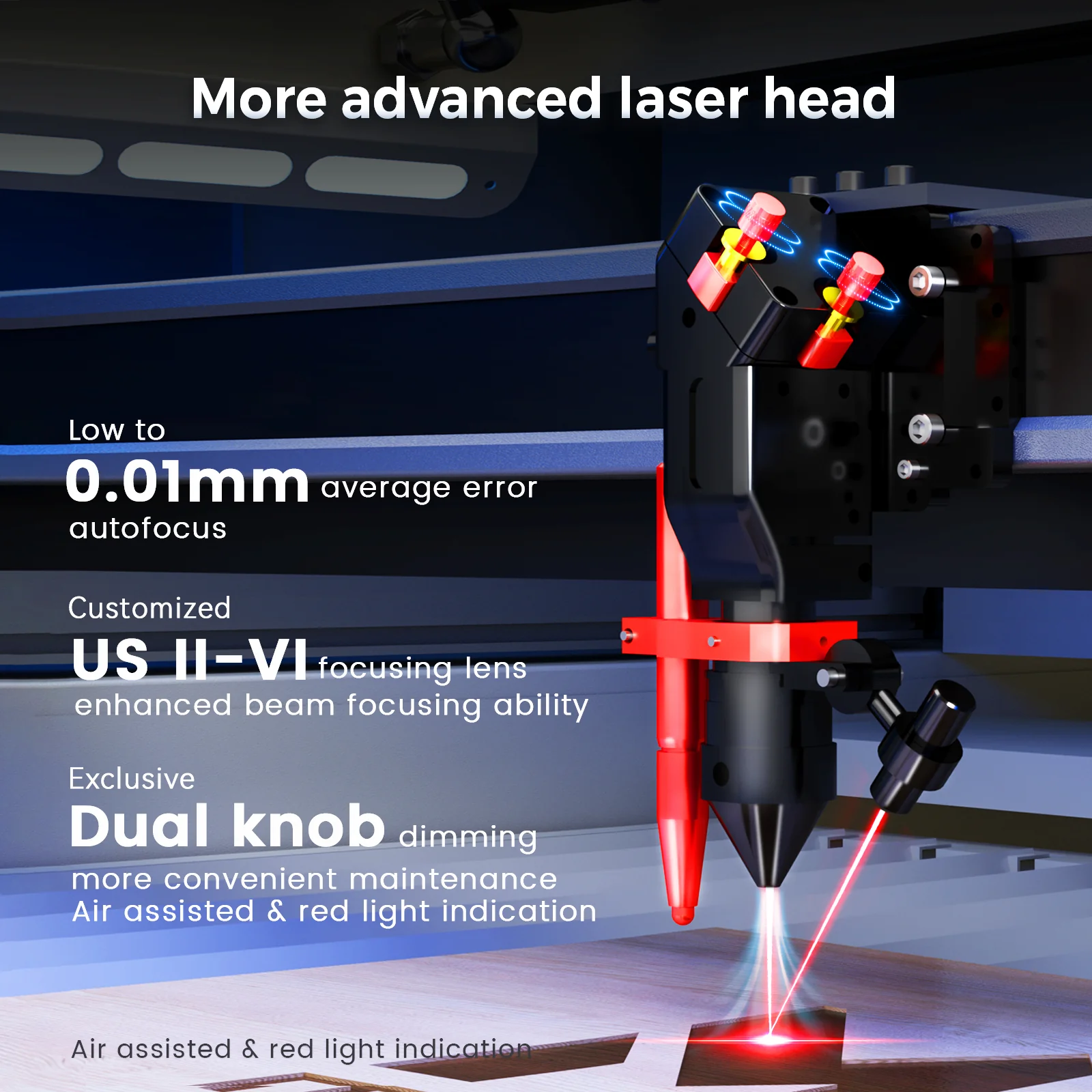 Monport Effi13S Upgraded 130W CO2 Laser Engraver & Cutter with Autofocus and Built-in Water Chiller - Image 10