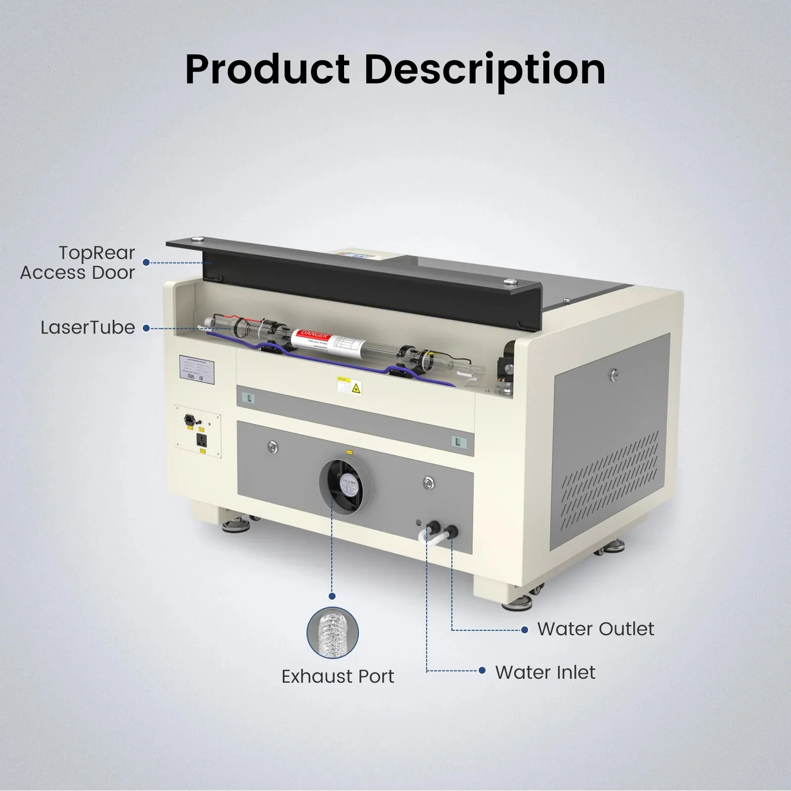 Monport 60W CO2 Laser Engraver & Cutter (24" x 16") with Autofocus - Image 5