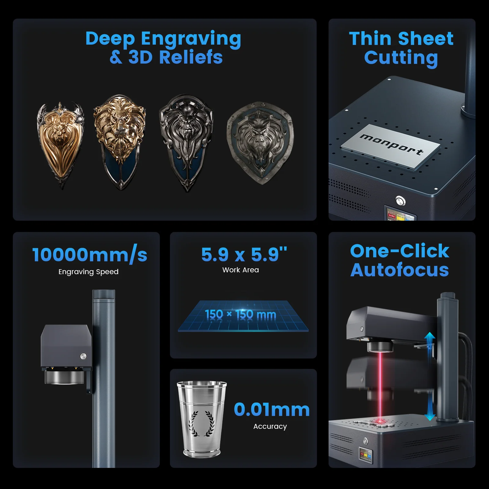 Monport GM 30W Pro Integrated Fiber Laser Engraver & Marking Machine with AutoFocus - Image 4