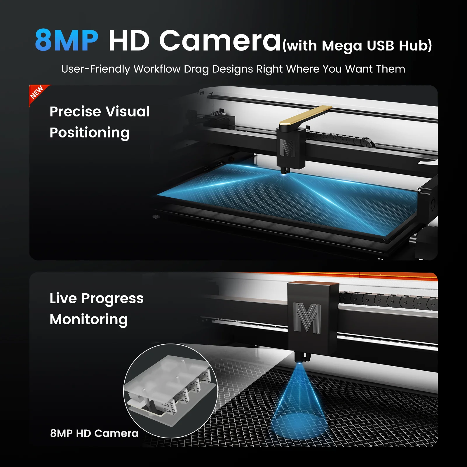 Monport Mega Lite 70W CO2 Laser Engraver & Cutter with Camera and Conveyor Belt Engraving - Image 5