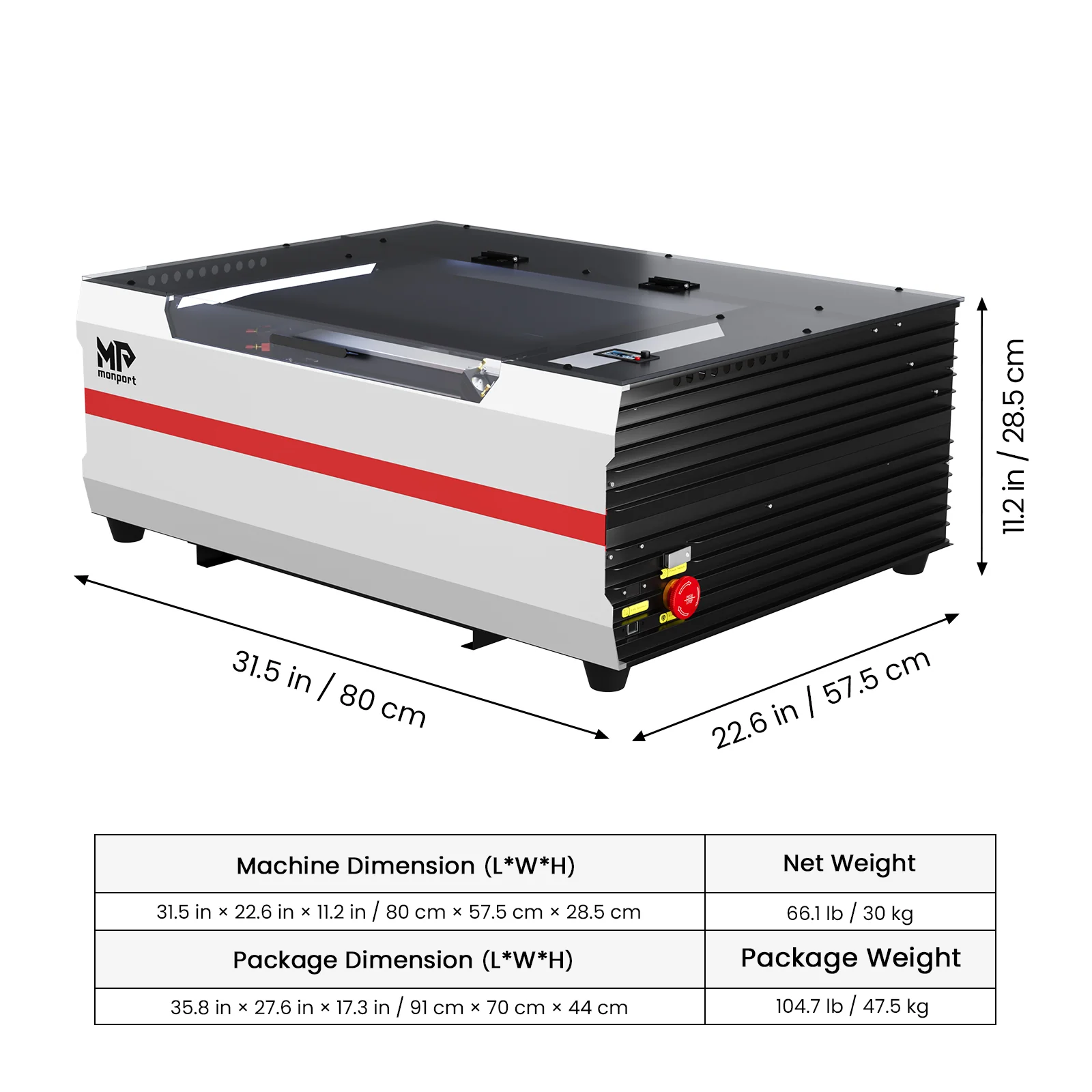 Monport Reno45 45W Desktop CO2 Laser Engraver & Cutter (16" X 12") with Magnetic Assisted Focus - Image 11