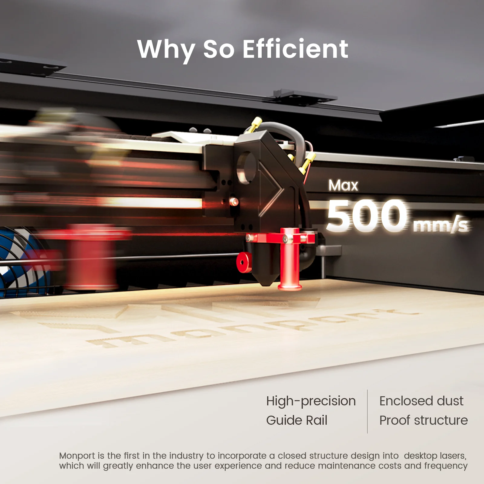 Monport Reno45 45W Desktop CO2 Laser Engraver & Cutter (16" X 12") with Magnetic Assisted Focus - Image 6