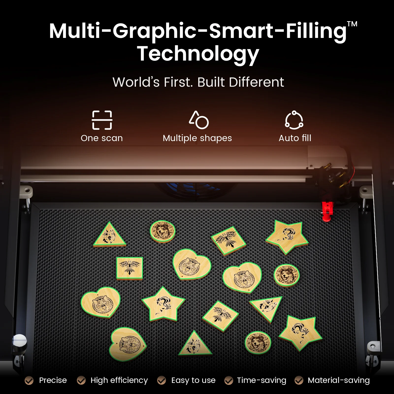 Monport Reno45 Pro Vision 45W Desktop CO2 Laser Engraver & Cutter (16" X 12") with 8MP HD Camera and Magnetic Assisted Focus - Image 5